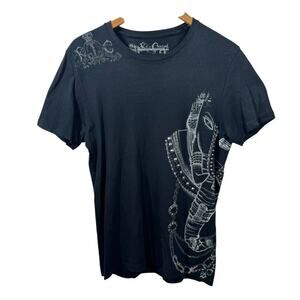 Key Closet T-Shirt Men S Black Stud Scorpion Art to Wear Bling Graphic Y2K Tee